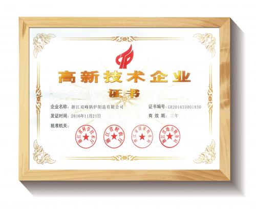 雙峰鍋爐國家高新技術企業(yè)